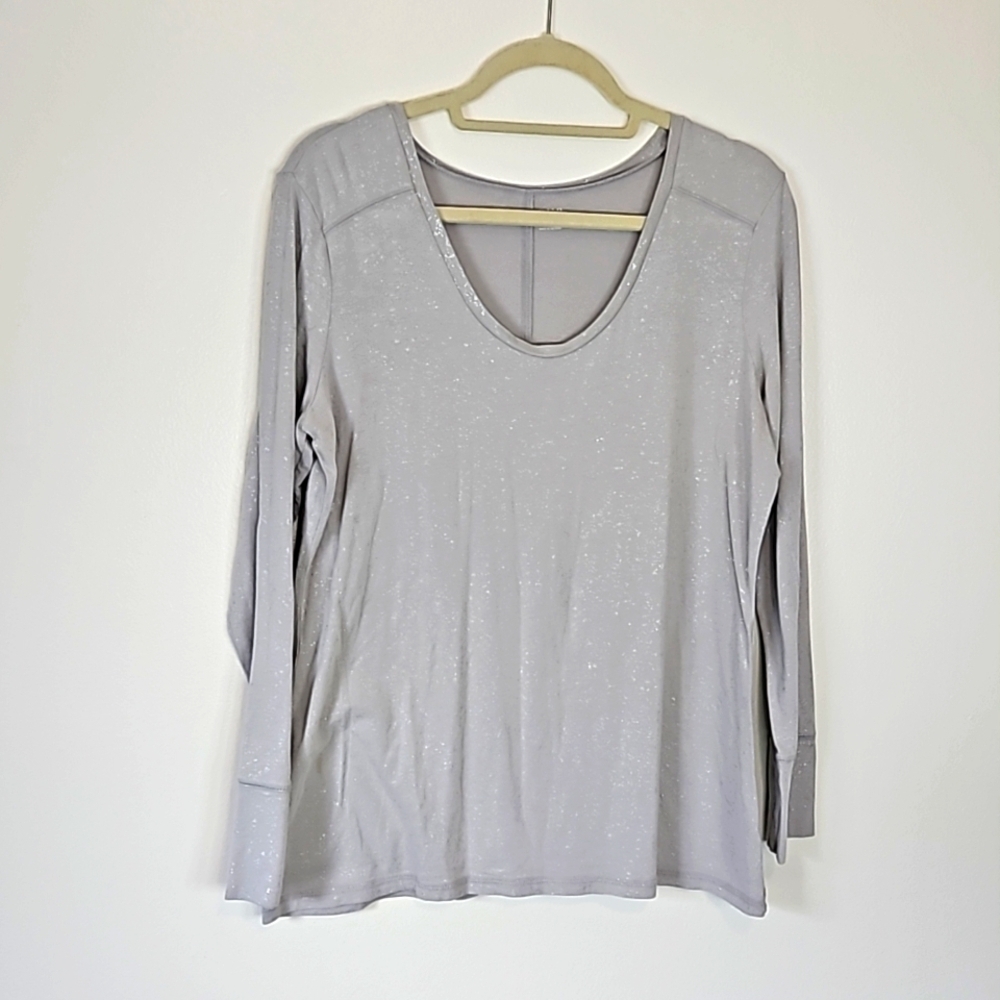 A New Approach Taupe Shimmer Long Sleeve Top Large